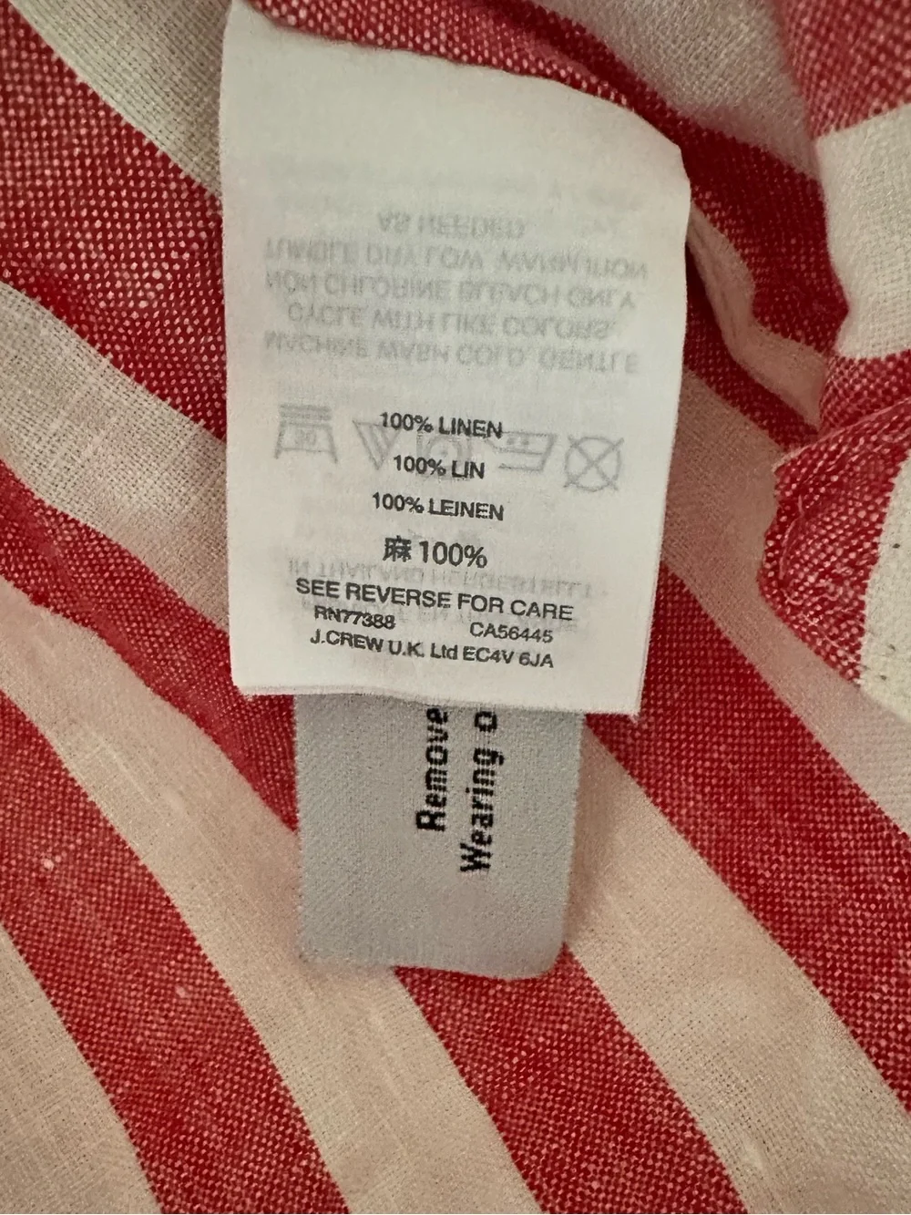 J. Crew Linen Red White Striped Button Down Shirt